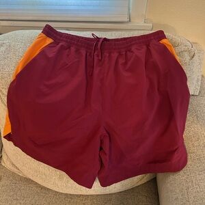 Peloton Maroon and Orange Active Shorts men’s Large